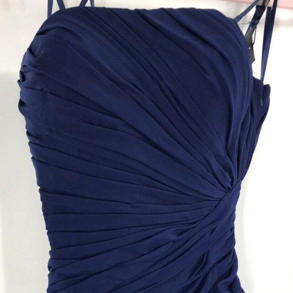 la femme mesh navy strapless dress size 00, NWT, MSRP $398